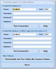 PostgreSQL Append Two Tables Software screenshot